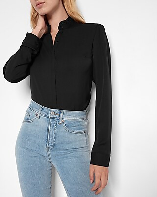 Ruffle Neck Portofino Shirt | Express