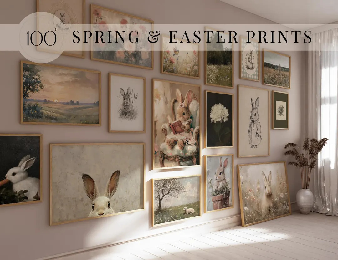 Vintage Easter Prints, Spring Gallery Wall Set, Easter Printable Wall Art Bundle, Easter Spring D... | Etsy (US)