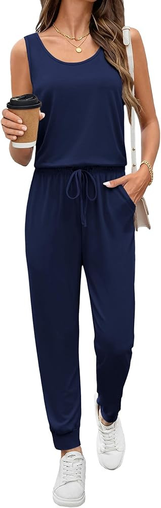 Ekouaer Jumpsuits for Women Casual Sleeveless 2026 Summer Romper Dressy Vacation One Piece Outfit... | Amazon (US)