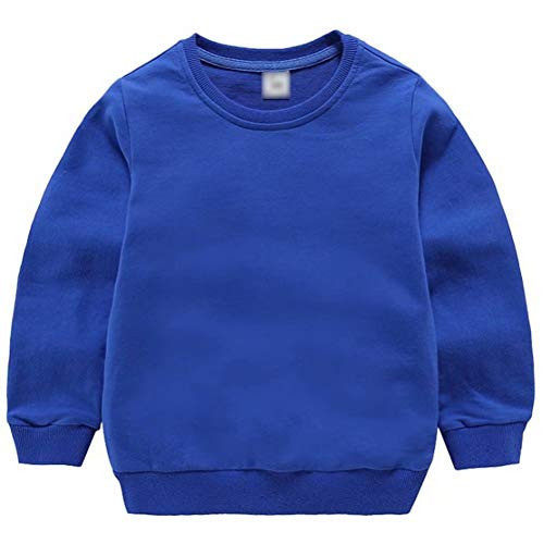 AIWUHE Toddler Boys Girls Solid Pullovers Sweatshirt Long Sleeve T-Shirt Kids Cotton Crewneck Thin Tops Blouse 8Y Navy Blue 150 | Amazon (US)