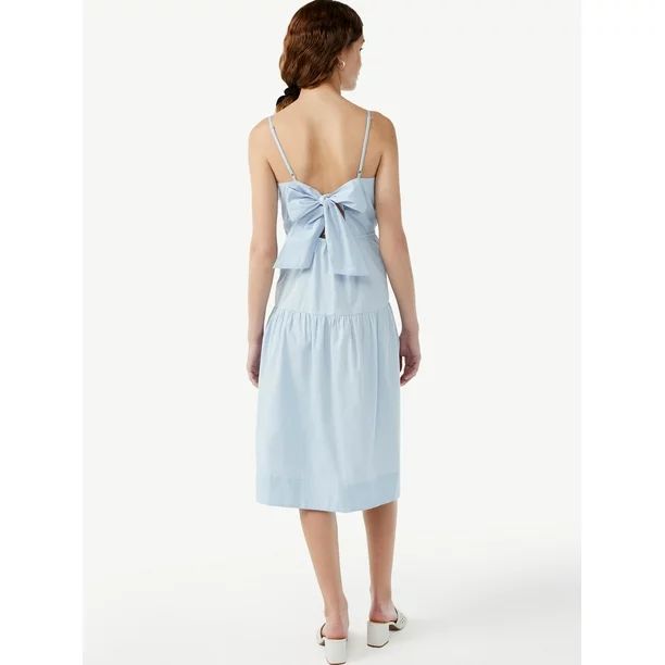 Free Assembly Women's Tiered Midi Dress with Tie Back - Walmart.com | Walmart (US)