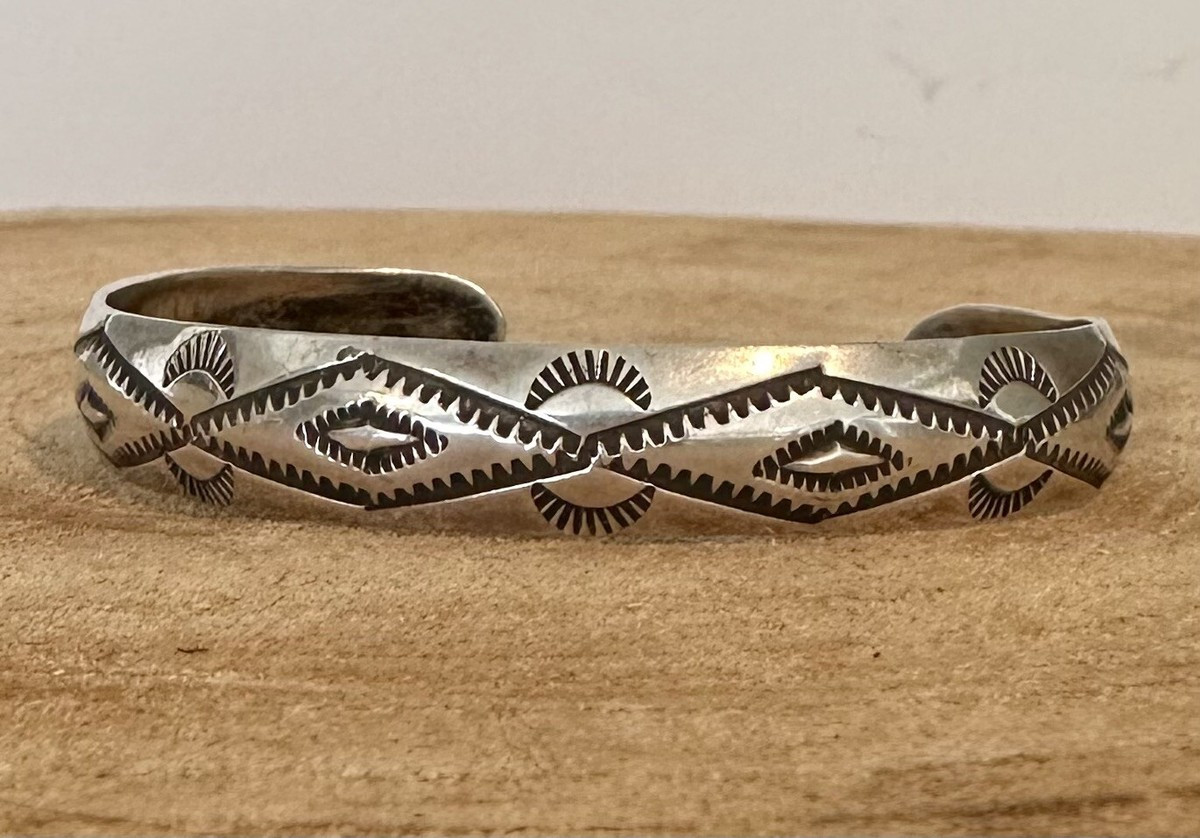 Navajo Wilbur Tracy Native American Stamped Sterling Silver Cuff Bracelet | eBay US