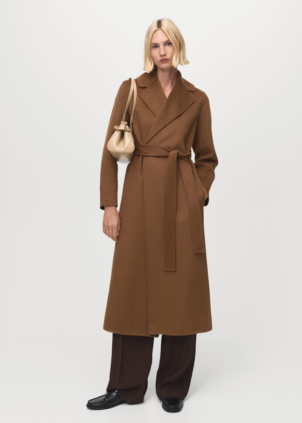 Handmade wool coat with belt medium brown - Woman - L - MANGO | Mango (US/MX/AU)