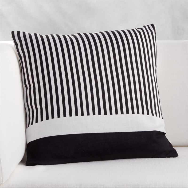 20" Rowan Black and White Striped Outdoor Pillow + Reviews | CB2 | CB2