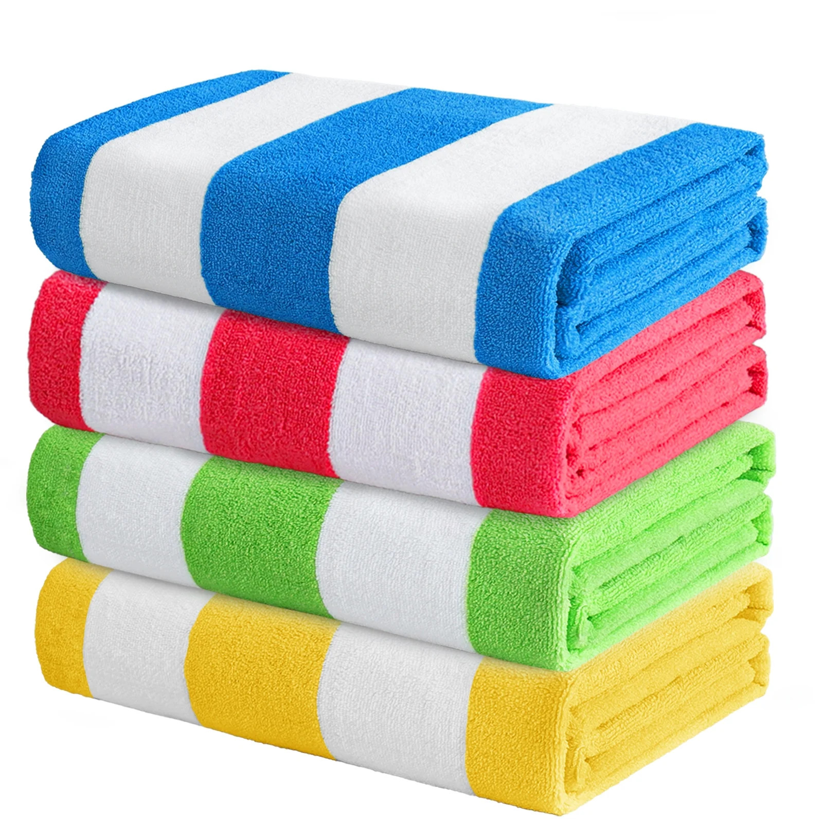 Exclusivo Mezcla 4-Pack Large Cabana Stripe Lightweight Soft Microfiber Beach Towels, Highly Abso... | Walmart (US)