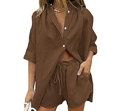 Fixmatti Women 2 Piece Outfit Summer Short Sleeve Top and Shorts Sweatsuit Set | Amazon (US)