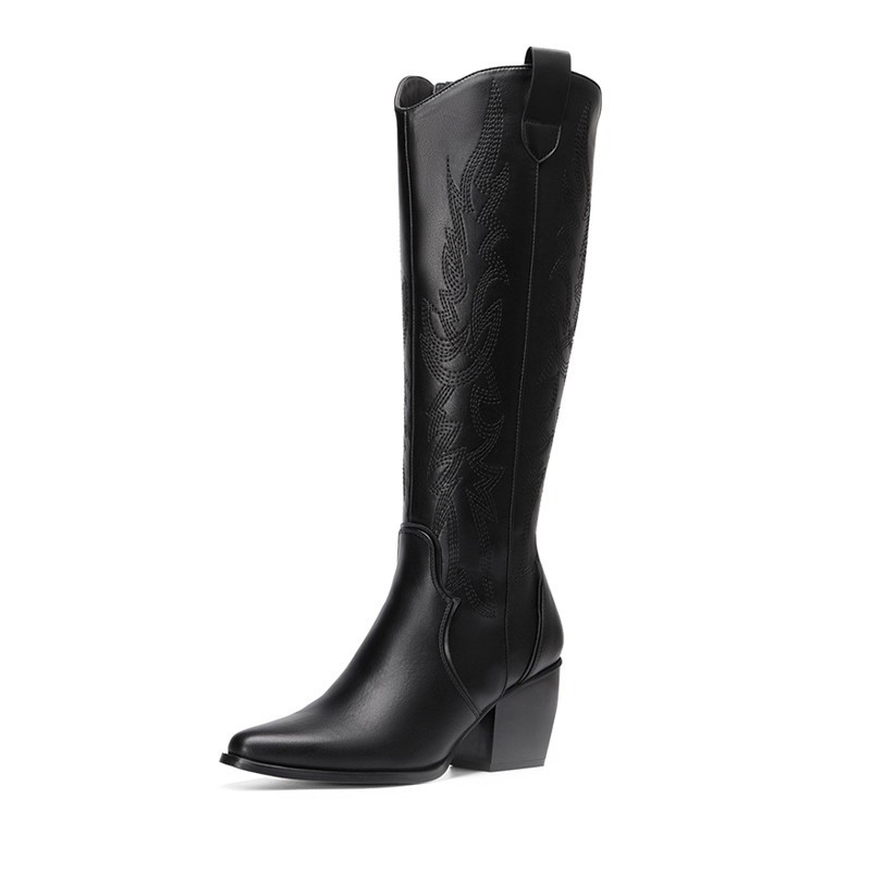 DREAM PAIRS Dallas Embroidered Western Cowboy Knee High Boots | Dream Pairs