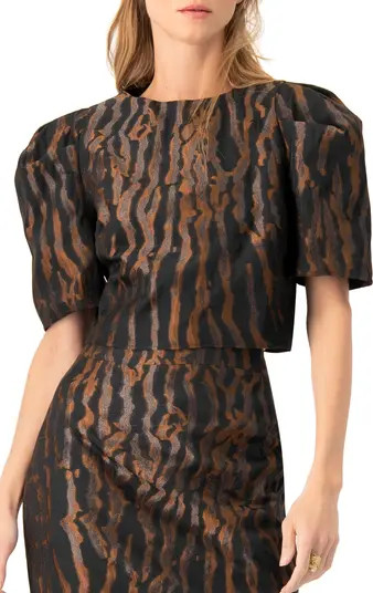 IVONNE Short Puff Sleeve Jacquard Blouse | Nordstrom | Nordstrom
