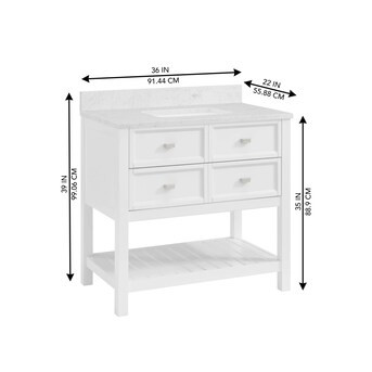 allen + roth Canterbury 36-in White Undermount Single Sink Bathroom Vanity with Carrara Engineere... | Lowe's