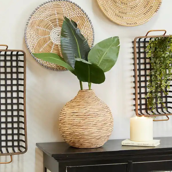 Brown Seagrass Handmade Woven Vase - Brown - 14"W, 14"H | Bed Bath & Beyond
