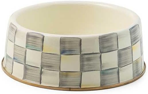 MACKENZIE-CHILDS Pet Bowl, Cute Cat and Dog Bowl for Food and Water, Gray-and-White Sterling Chec... | Amazon (US)