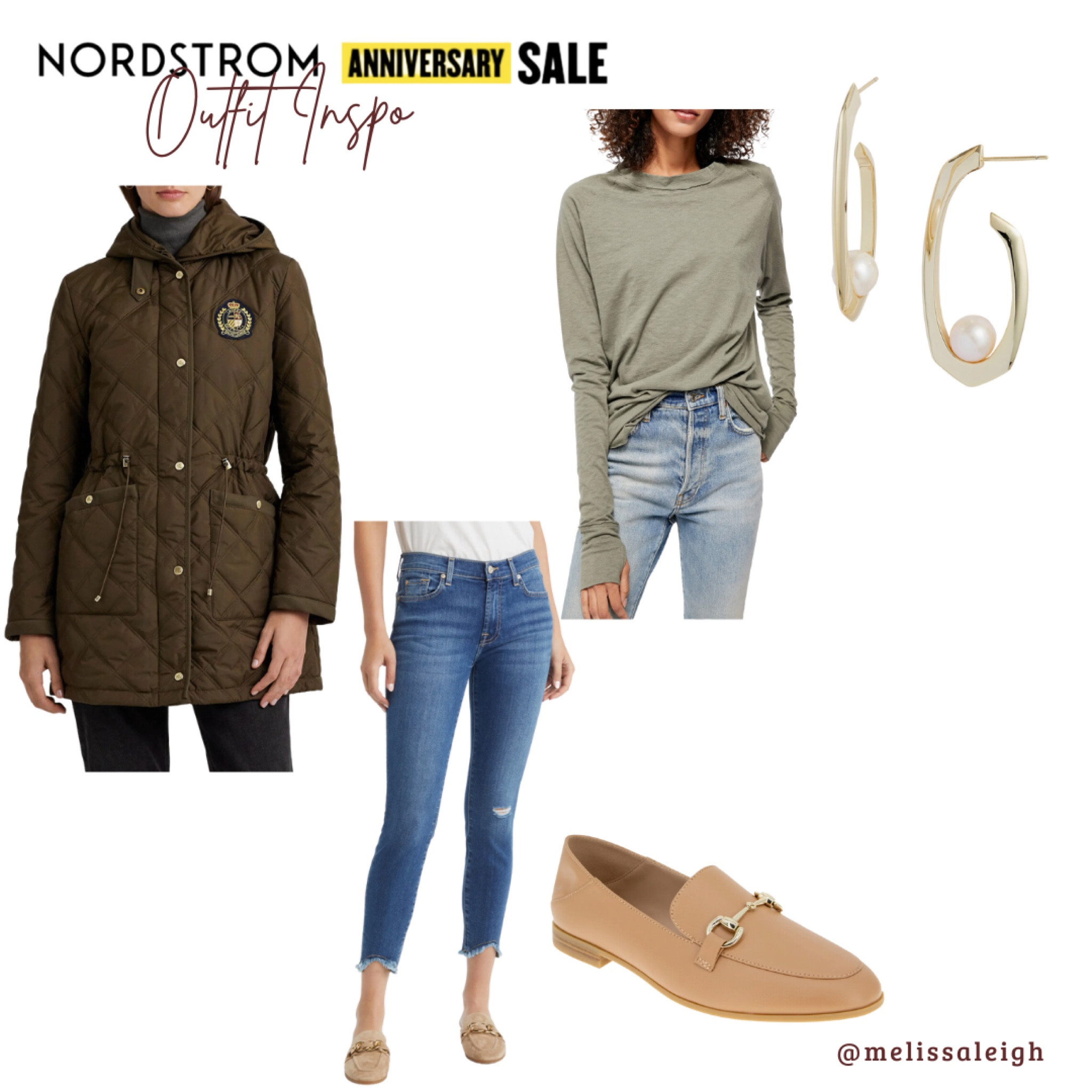 Nordstrom anniversary sale, Nordstrom, Nordstrom sale, n sale 2023, sale finds, fall style, preppy style, Ralph Lauren puff jacket, free people long sleeve top, good American jeans, tan leather loafers, kendra Scott good hoops with pearl details 

#LTKSeasonal #LTKxNSale #LTKFind