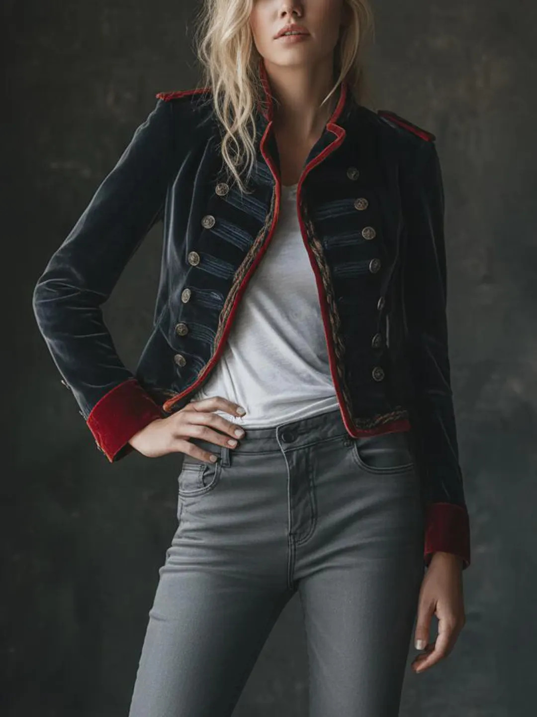 Retro Velvet Military Style Double-breasted Jacket | Vintage-inspired Velvet Blazer With Epaulett... | Etsy (US)