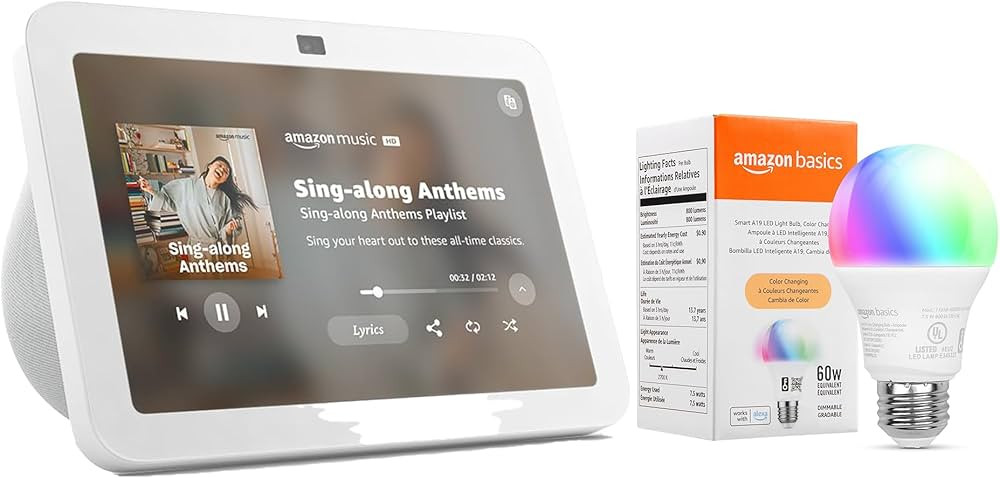 Echo Show 8 with Amazon Basics Smart Color Bulb | Amazon (US)