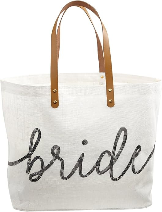 Mud Pie Silver Sequin Bride Tote Bag | Amazon (US)