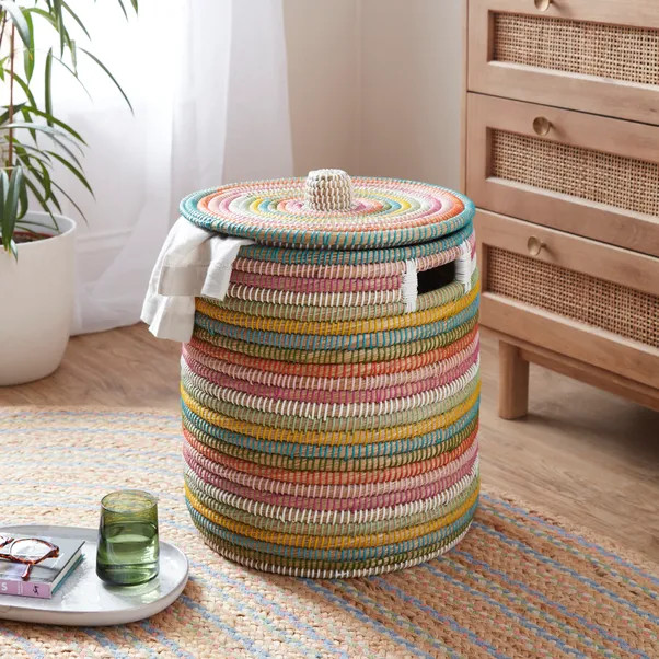 Rainbow Round Storage Basket with Lid | Dunelm (migrated)