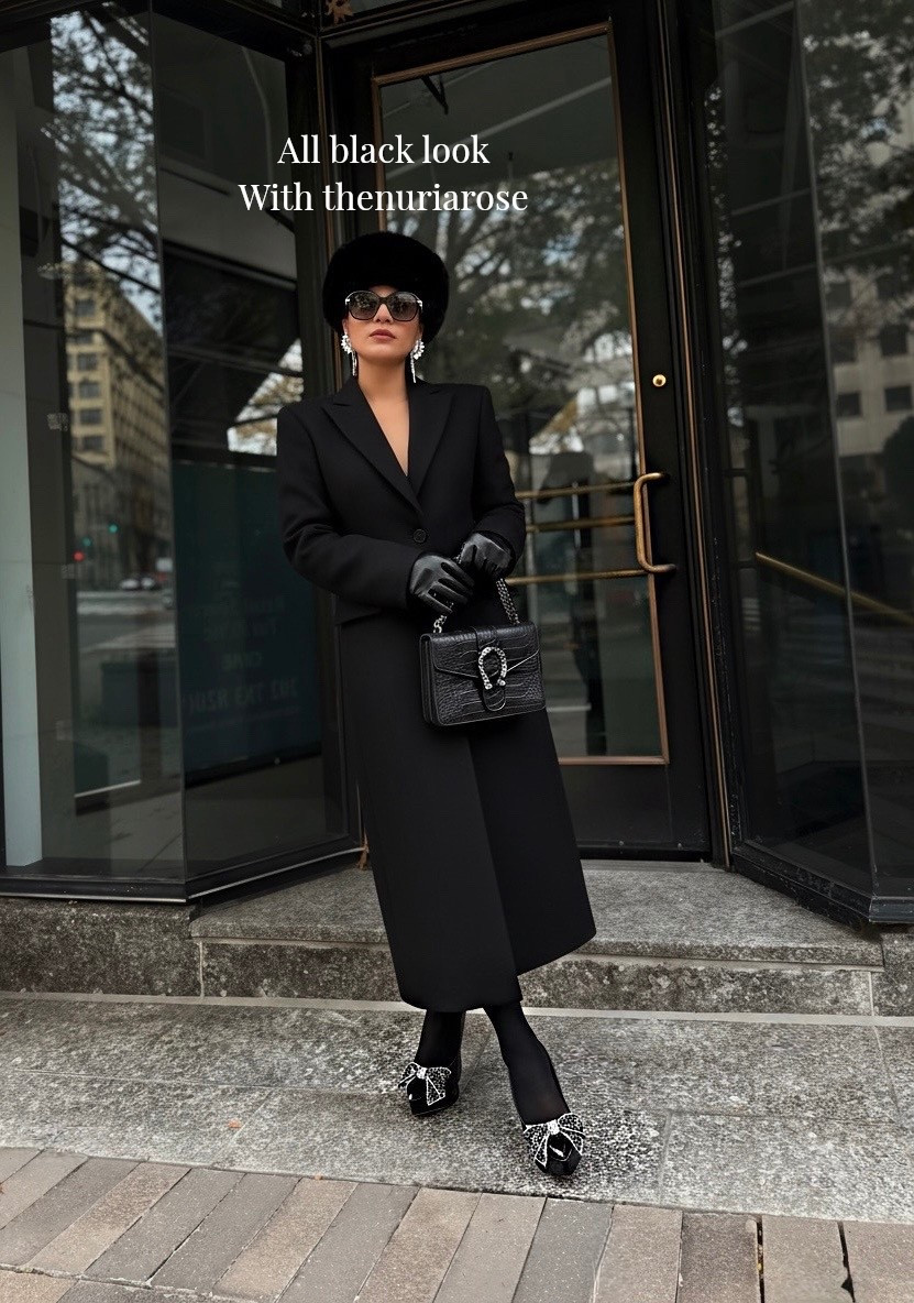Long black coat style 

#LTKootd #LTKSeasonal