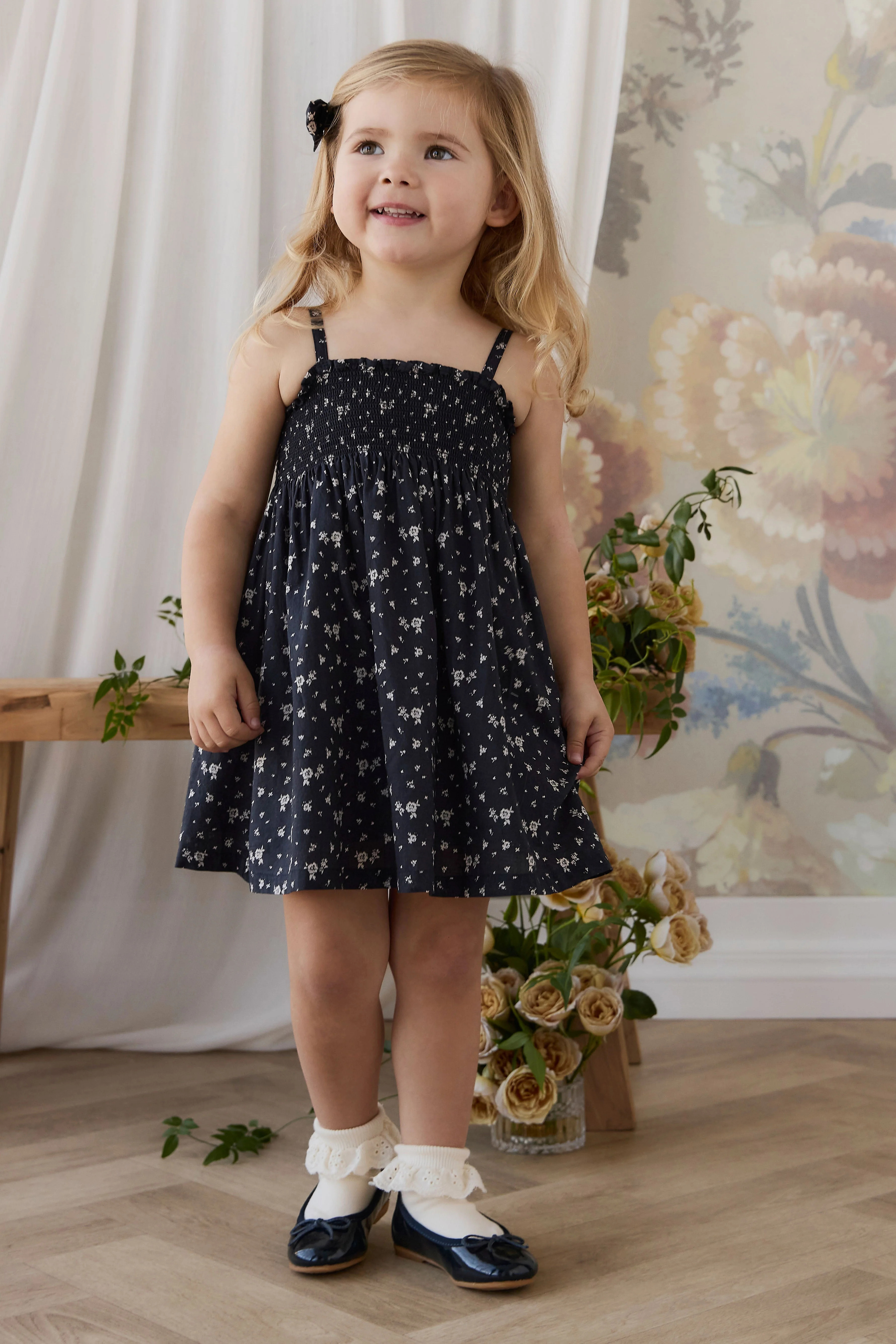 Organic Cotton Marlene Dress - Huguette Graphite | Jamie Kay
