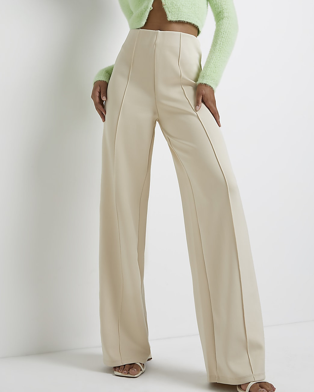 Beige wide leg trousers | River Island (UK & IE)