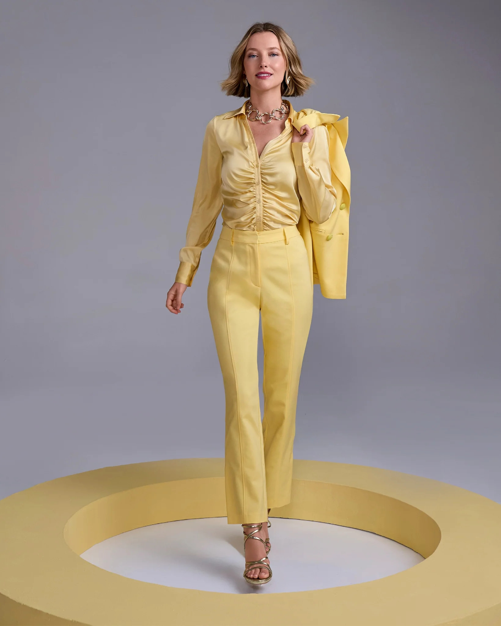 Newport Modern Slim Straight Side Slit Trouser Pant Pale Banana | Boston Proper