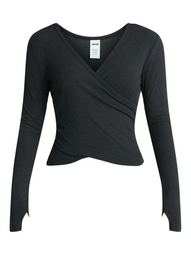 Avia Women's Reversible Wrap Top with Long Sleeves, Sizes XS-XXXL | Walmart (US)