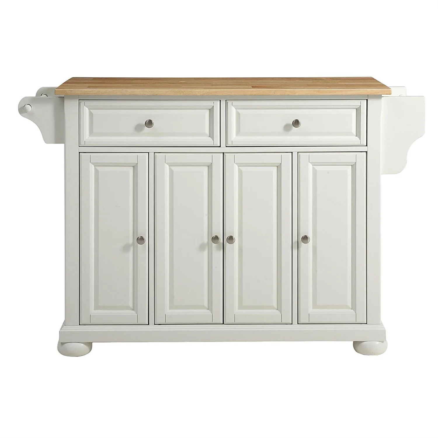 White Kitchen Island Storage Cabinet with Solid Wood Top | Shop Simon