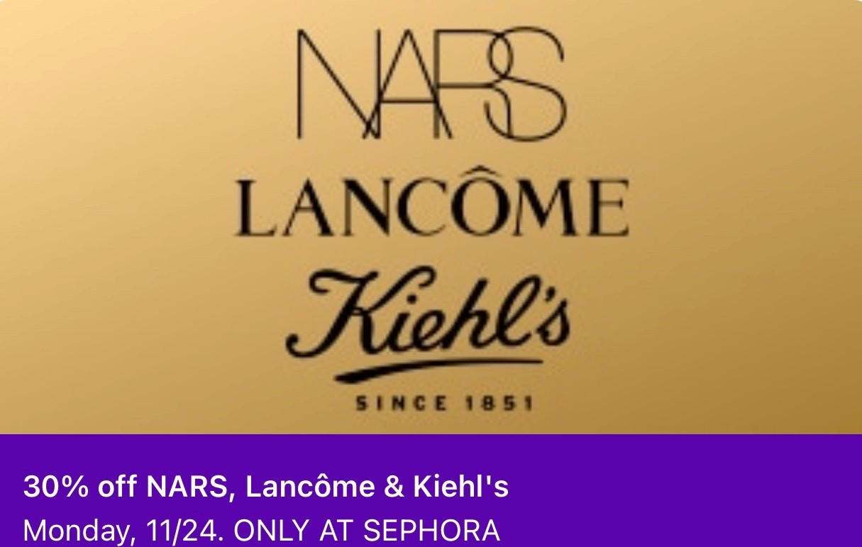 Today only get 30% off Nars, Lancôme and kiehls. Shop my favs ❤️

@sephora 

#LTKHoliday #LTKCyberWeek