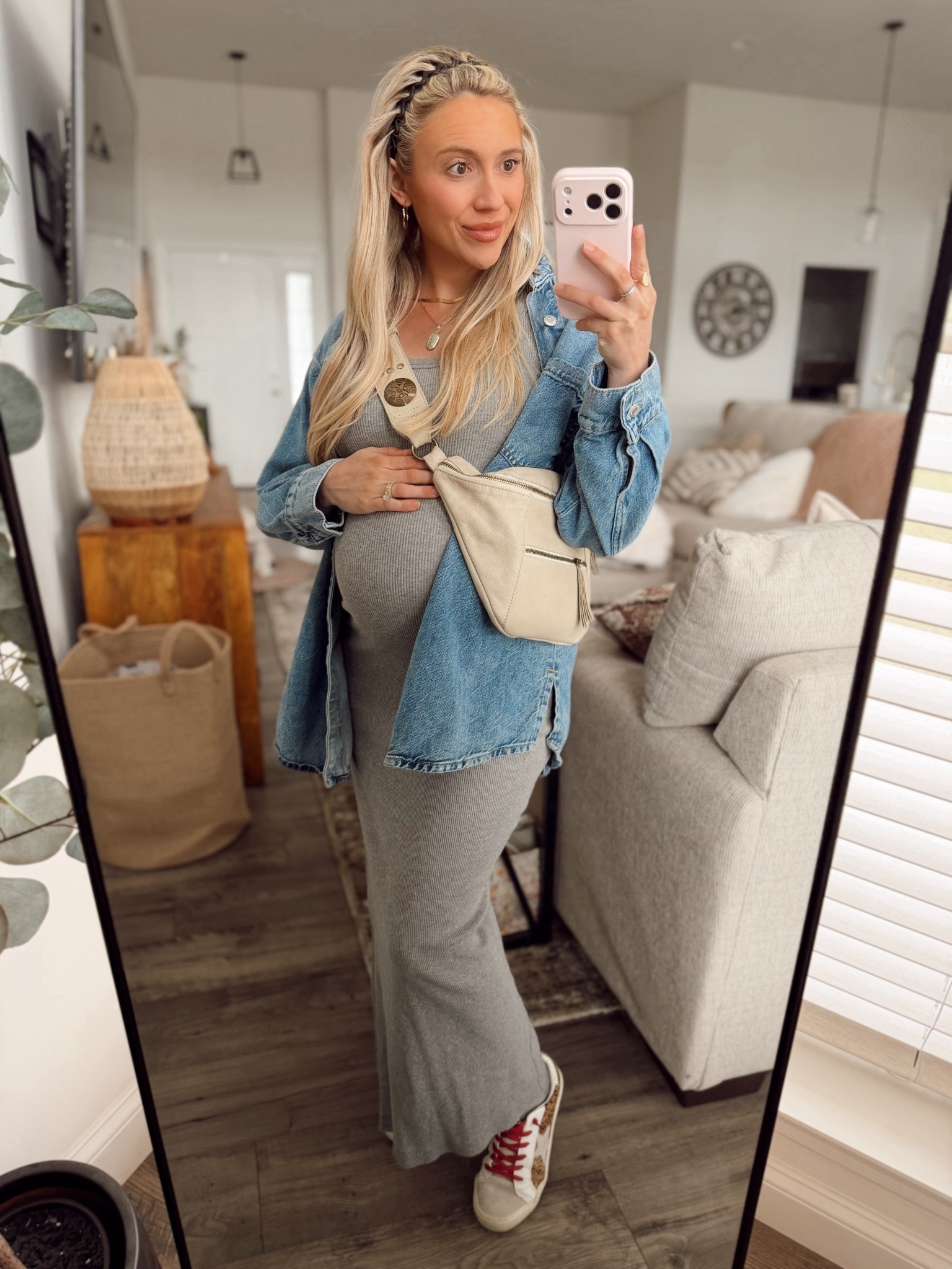 @skims grey bodycon dress! Wore this all the time pre-pregnancy and it still works into my third trimester!! 

I’m in the size extra small! 

#LTKgrwm #LTKootd #LTKBump