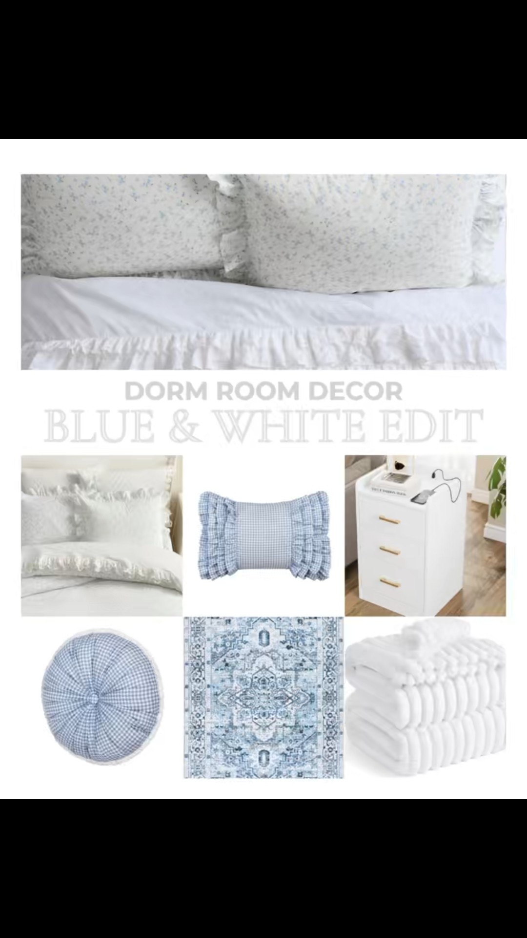 Dorm Room Decor in Blu and White | Coastal Decor 
#dormroomdecor #dorminspo #college #collegedorm

#LTKHome
