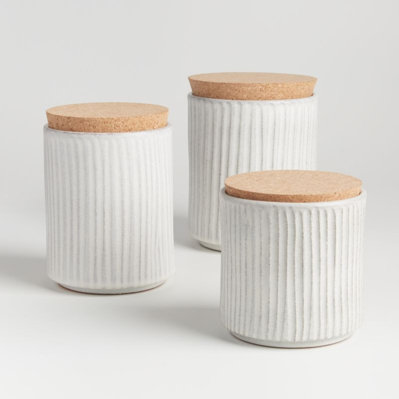 Lilou Matte White Canisters | Crate and Barrel | Crate & Barrel