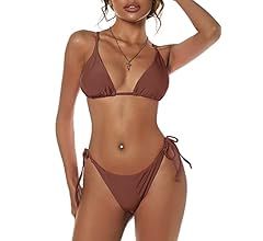 ZAFUL Women's Triangle Bikini Floral String Bikini Set Two Piece Swimsuit Bathing Suits | Amazon (US)