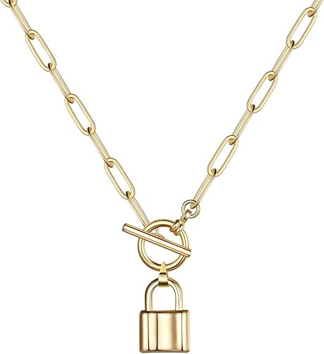 Turandoss Gold Necklaces for Women - 14K Gold Plated Lock Evil Eye Medallion Vintage Coin Necklac... | Amazon (US)