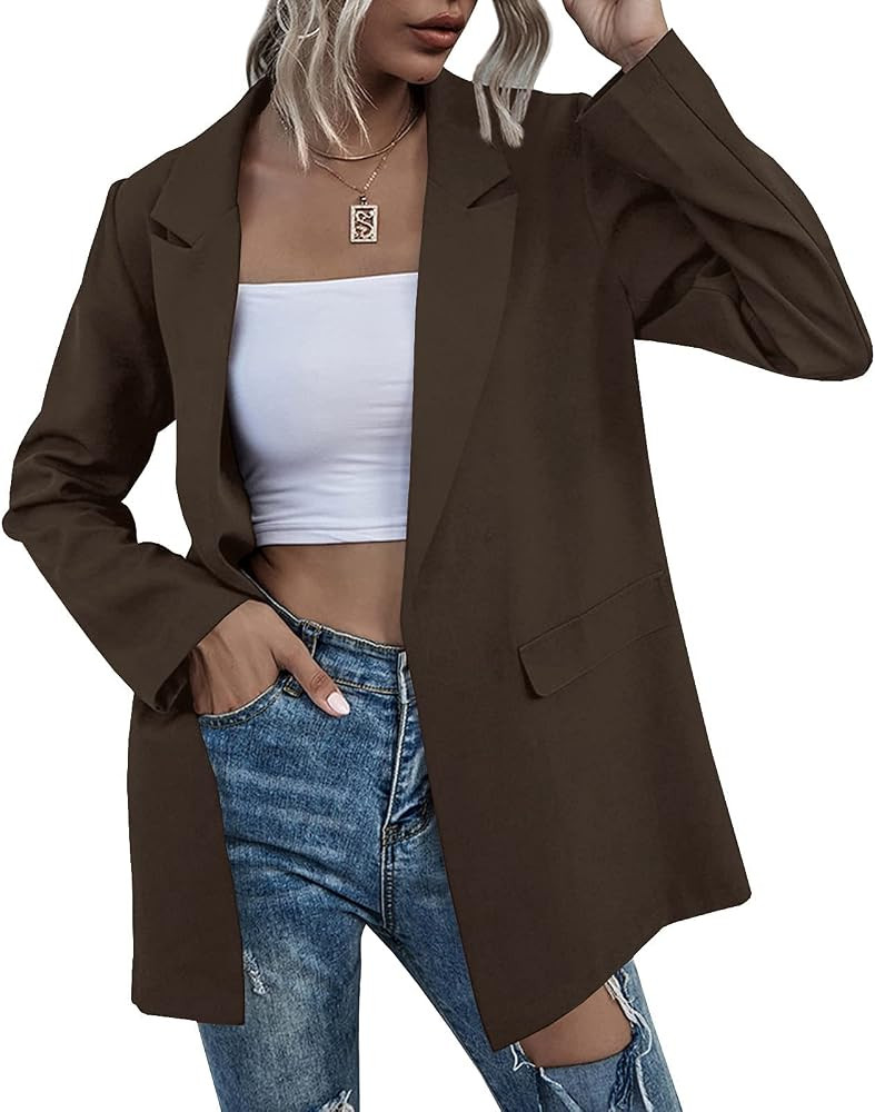 Womens Work Casual Oversized Blazers Long Sleeve Open Front Office Business Jackets | Amazon (US)
