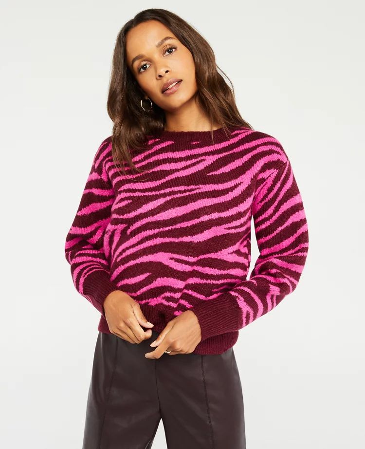 Zebra Jacquard Sweater | Ann Taylor (US)