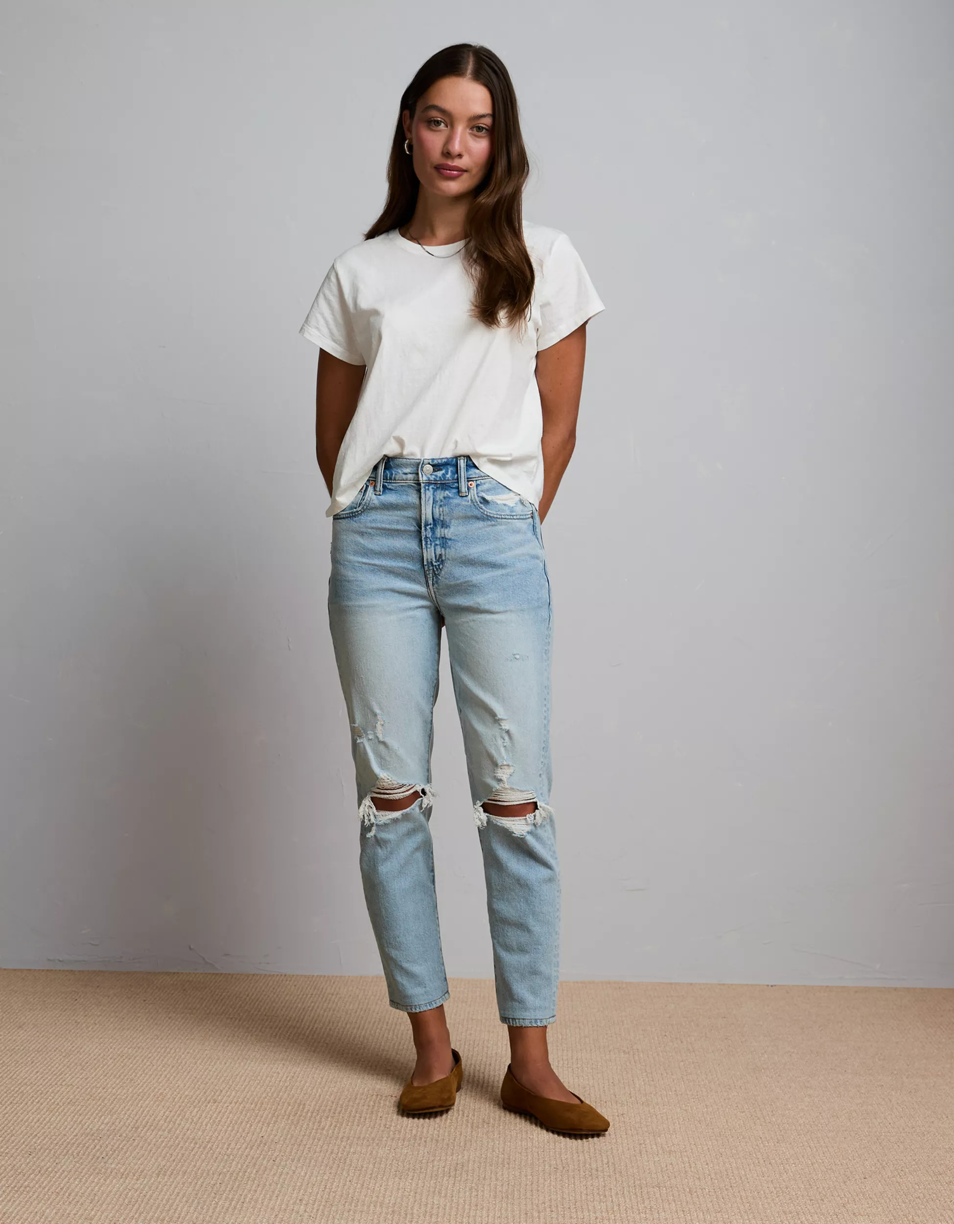 AE77 Premium Ripped Mom Jean | American Eagle Outfitters (US & CA)
