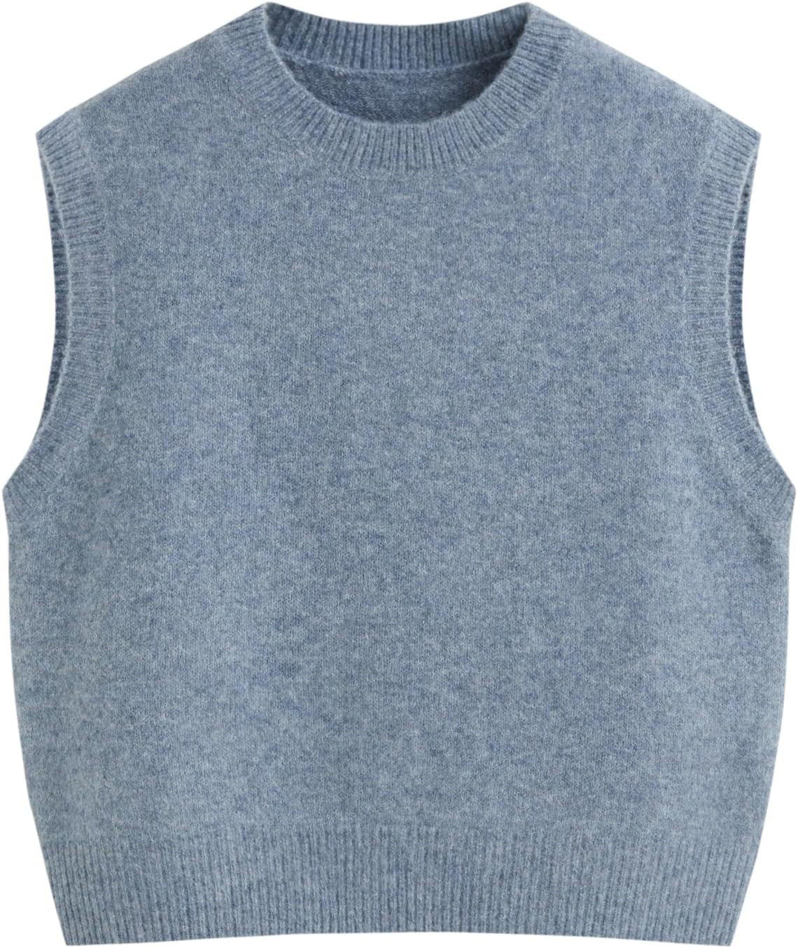 CIDER Cozy Sweater Vest Women Sleeveless Round Neck Wool Knit Tops | Amazon (US)