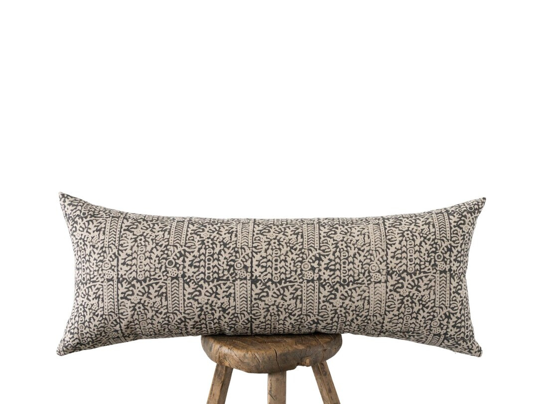 TAARA  14x36 Block Print Extra Long Pillow Cover Floral - Etsy | Etsy (US)