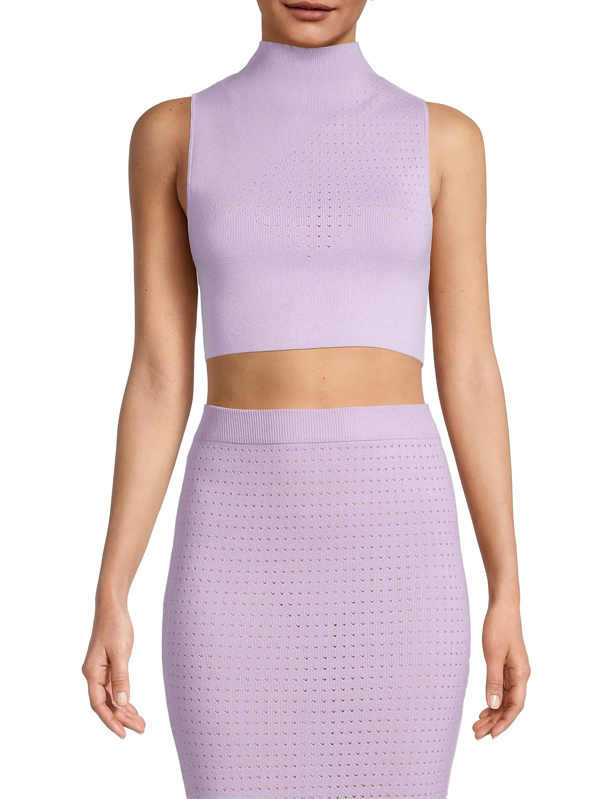 Laser-Dot Mock Turtleneck Crop Top | Saks Fifth Avenue