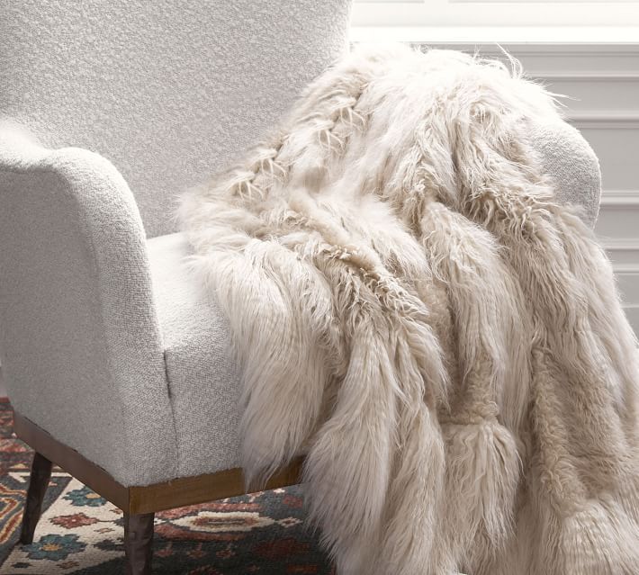 Mongolian Patchwork Faux Fur Throw | Pottery Barn (US)