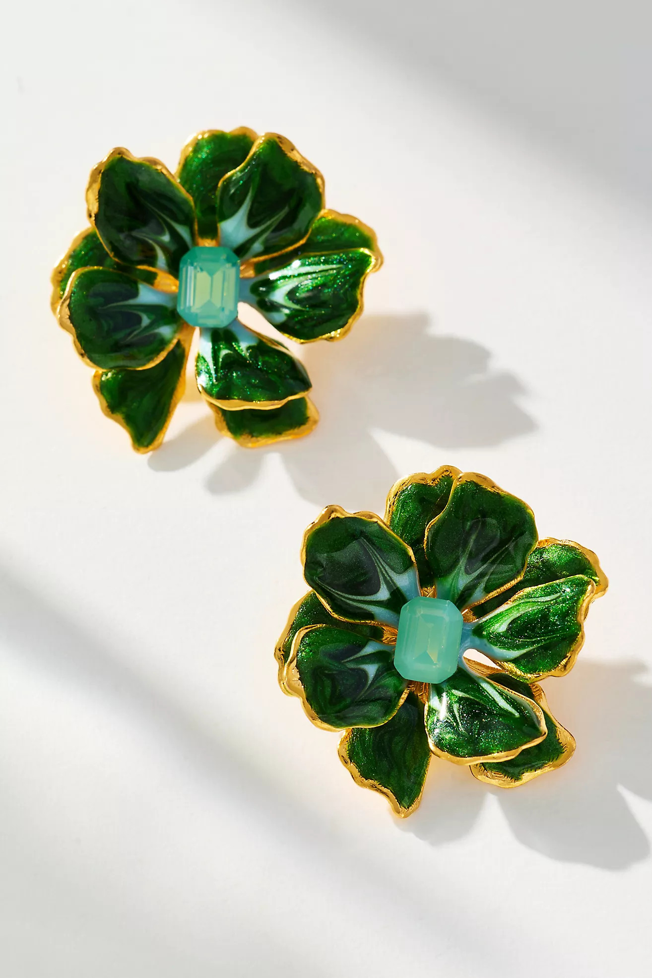 The Pink Reef Small Handpainted Jewel Box Flower Earrings | Anthropologie (US)