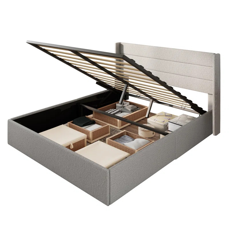 Braya Hydraulic Lift Up Storage Upholstered Platform Bed | Wayfair North America
