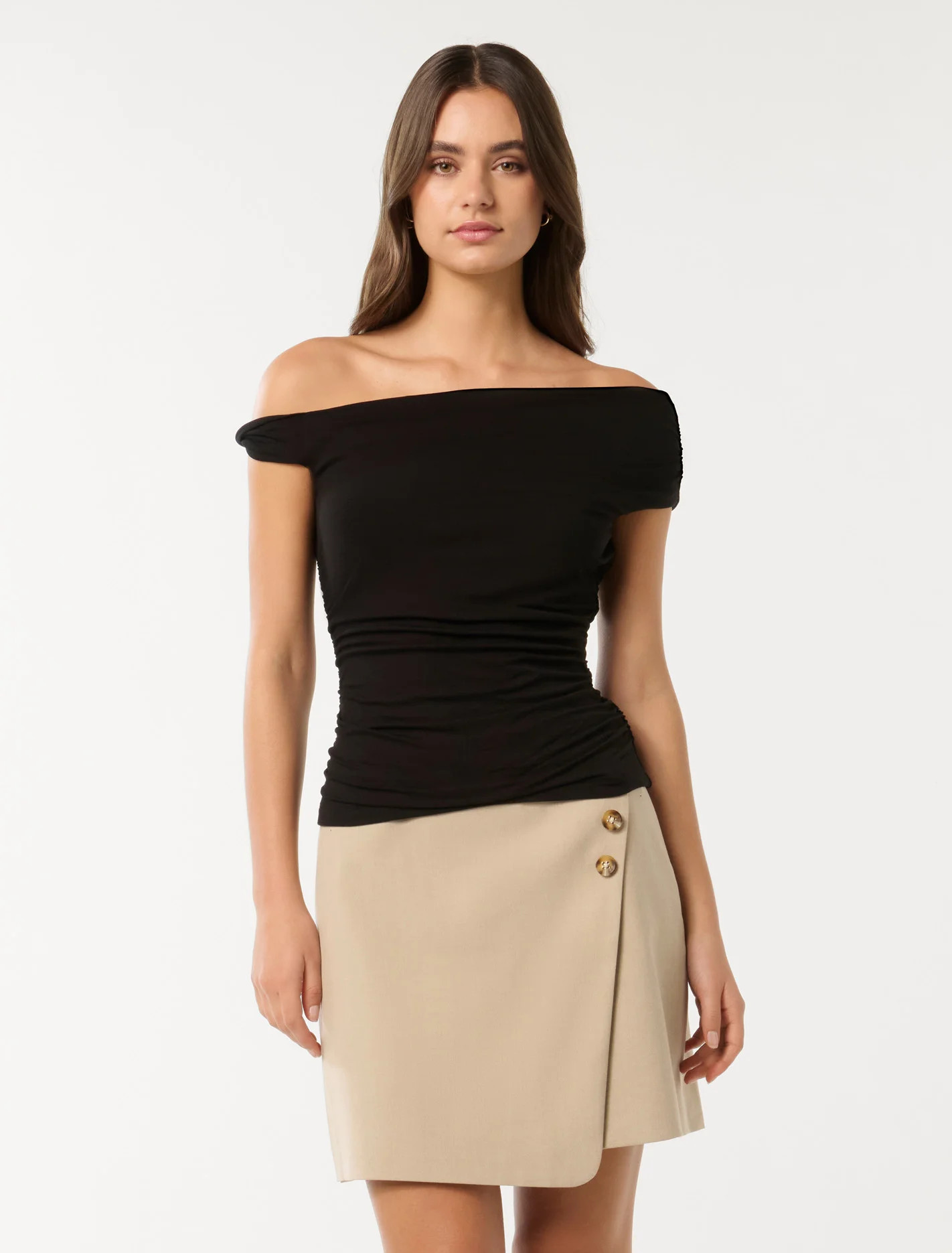 Forever New Women's Mia Twist Shoulder Top in Black | Forever New (AU)