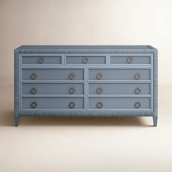 Birch Lane™ Warwick 9 Drawer 64" W Rattan Double Dresser | Birch Lane | Birch Lane