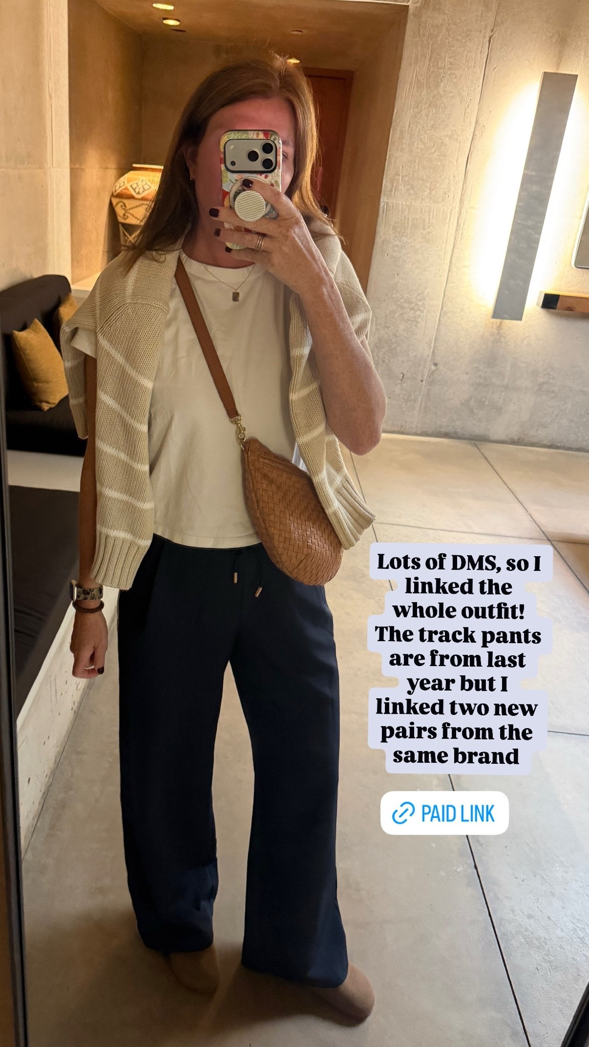 This is exactly what I wore home ton our travel day. I've owned this white tee for 3.5 years, it's my fav for that reason. It is the perf silhouette and length to layer with just about anything and has a great neckline too. TTS!