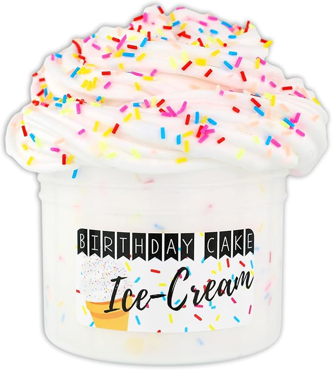 Birthday Cake Ice Cream - Butter Textured Slime - Handmade in USA - Dope Slimes - Scented - White | Amazon (US)