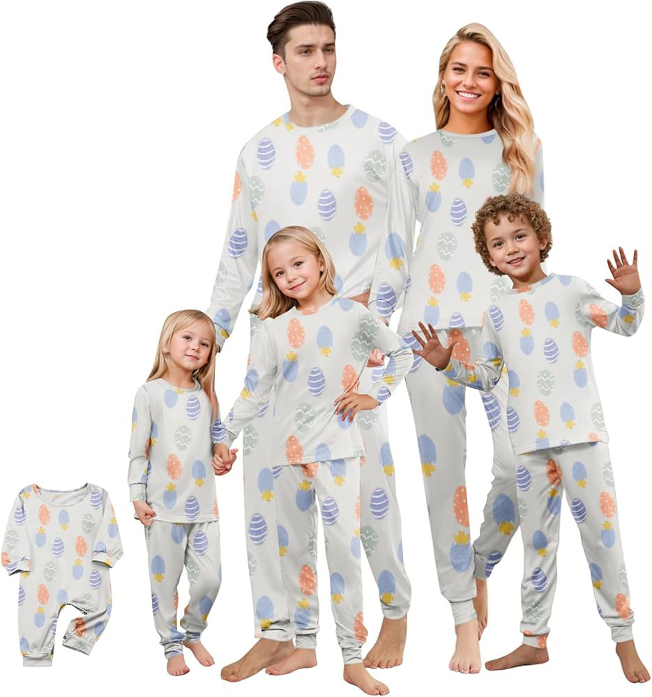 ADHOWBEW Matching Family Easter Outfits Holiday Cute Bunny Graphic Funny 2 Piece Long Sleeve Top ... | Amazon (US)