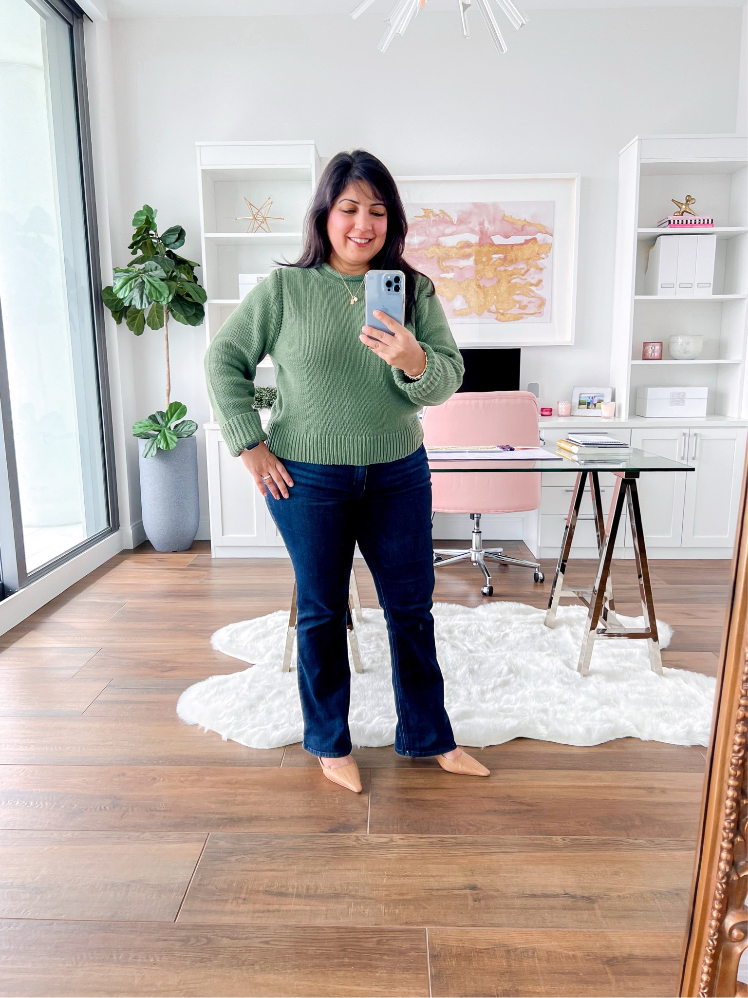 LTK Fall Sale! 25% off sitewide at J. Crew with exclusive in-app promo code. Copy the promo code below and paste at checkout to receive discount. Love this classic rollneck sweater in this pretty shade of green for fall. It’s 100% cotton which makes it great for transitioning to fall in placed where it doesn’t get very cold. Wit and Wisdom Itty Bitty bootcut jeans size 12 petite. Sam Edelman slingback heels  true to size. 

#LTKFallSale #LTKWorkwear #LTKMidsize