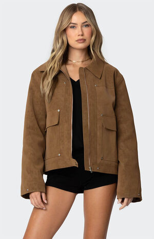 Edikted Annabelle Oversized Faux Suede Jacket | PacSun
