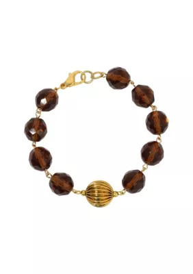 1928 Jewelry Topaz Glass Brass Beads Bracelet, Brown | Belk