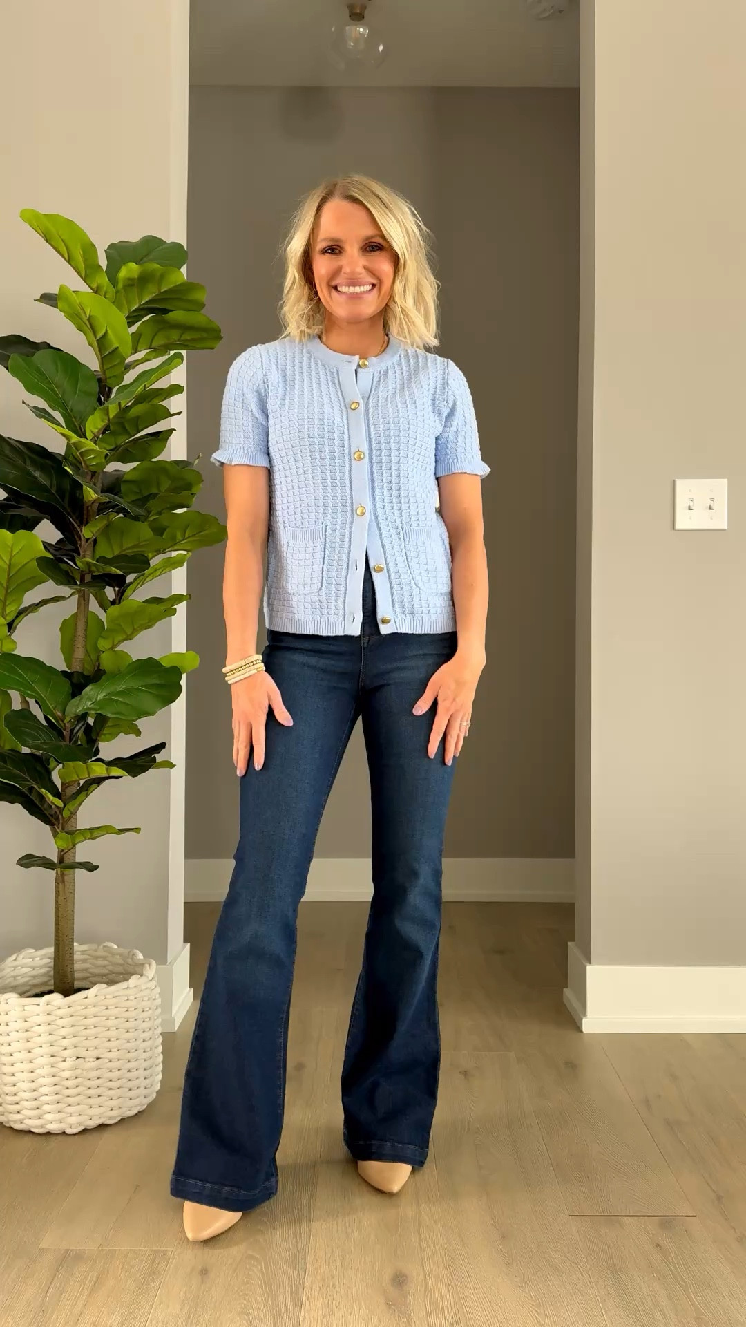 This pale blue cardigan pairs great with dark flare jeans! This look is from Walmart and each piece is under $30!! 
Cardigan- xsmall
Jeans- 2

#LTKPetite #LTKootd #LTKSeasonal